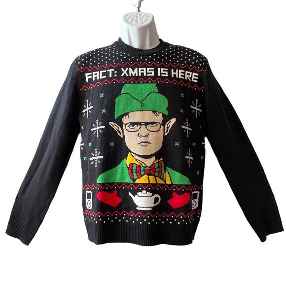 The Office Dwight Schrute FACT: CHRISTMAS IS HERE Ugly Christmas Sweater Size S - Picture 1 of 6